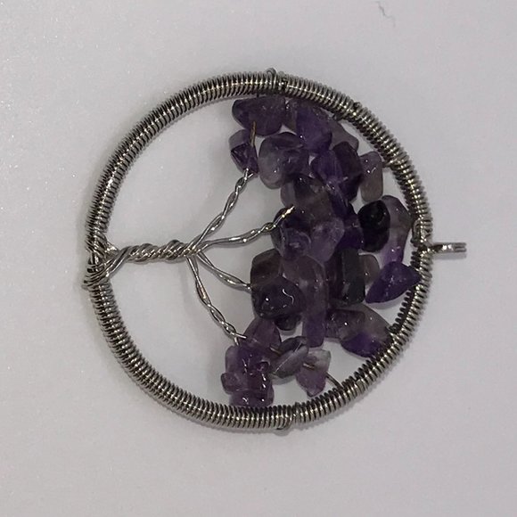 Amethyst Tree Of Life Wire Wrap Pendant - Picture 3 of 7